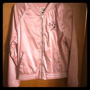 Pink zip up bomber